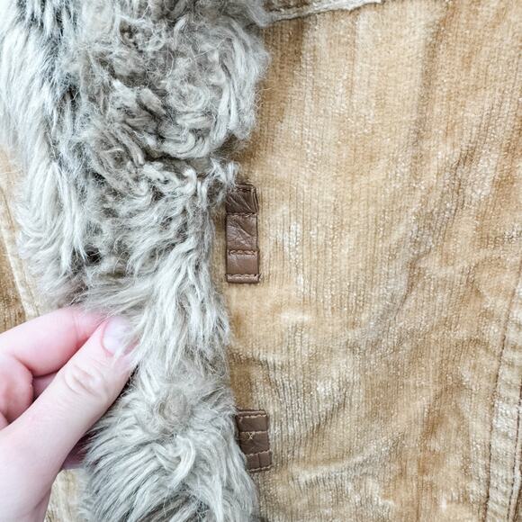 Burberry Jacket Brown Quilted Winter Shearling Coat Ladies Tan Vintage Corduroy - Picture 11 of 14